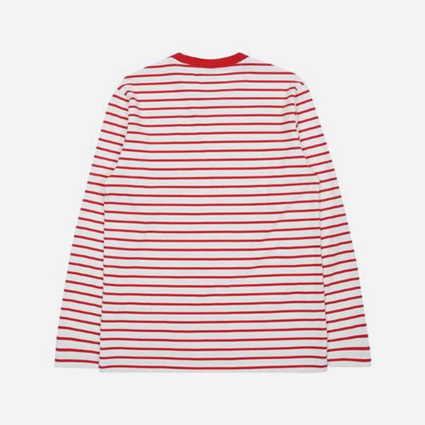 Camisetas Manga Corta Fila Hombre Rojas / Blancas - Striped Crew Neck L/S - España 364019XYE